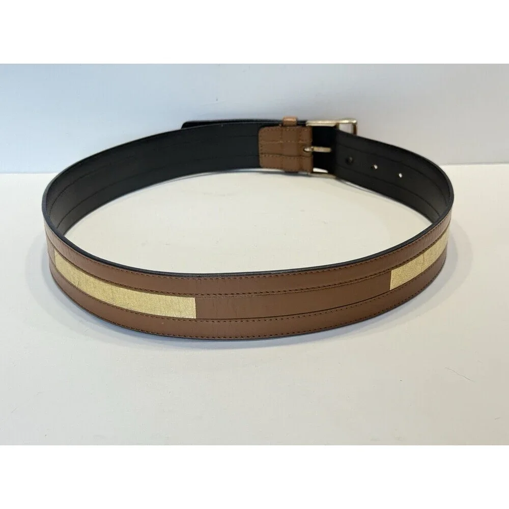 Escada Vintage Retro Leather Wide Belt Gold Brown Buckle Made in Germany 38 - Picture 12 of 14